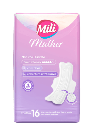 Produto Absorvente mulher noturno discreto com abas 16 unidades mili foto 1