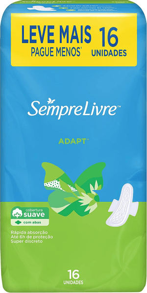 Produto Absorvente adapt cobertura suave com abas 16 unidades sempre livre foto 1