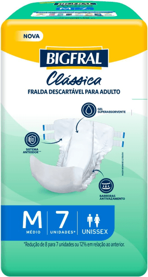 Produto Fralda para incontinencia bigfral tamanho m pacote com 7 unidades foto 1