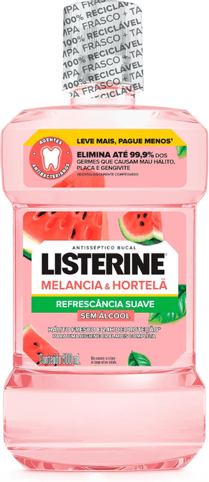 Produto Enxaguante antisséptico bucal melancia & hortelã sem álcool 500ml listerine foto 1