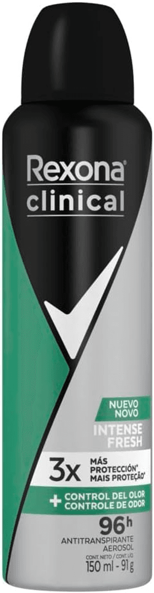 Produto Desodorante antitranspirante aerosol masculino rexona clinical intense fresh 150ml foto 1