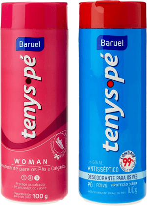 Produto Kit tenys pé talco desodrante para os pés 1 original 100g + 1 woman 100g baruel foto 1