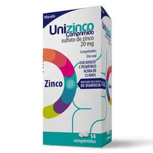 Produto Unizinco 20mg caixa com 14 comprimidos foto 1